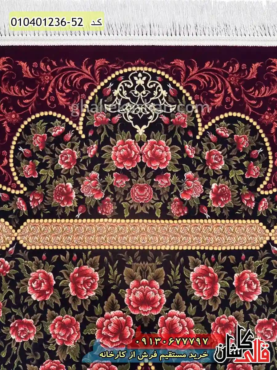 فرش 1200 شانه اصیل طرح کرمان انار زمینه قرمز کاشان — تصویر ۶