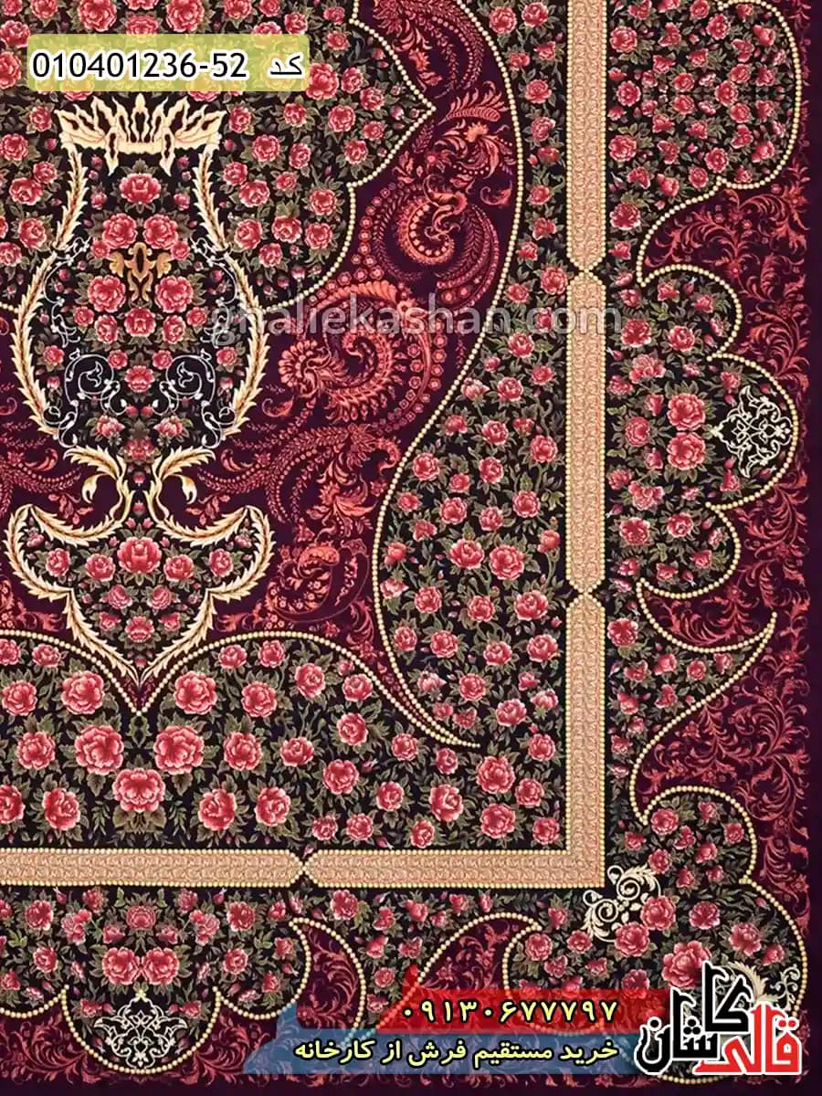 فرش 1200 شانه اصیل طرح کرمان انار زمینه قرمز کاشان — تصویر ۴