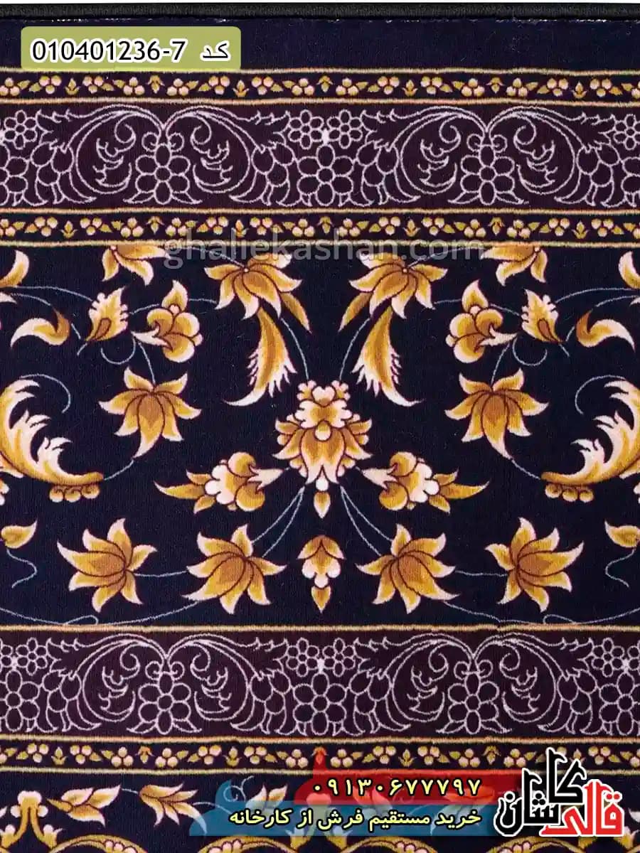 فرش طلاکوب 1200 شانه طرح اصیل عتیق زمینه قهوه ای کاشان — تصویر ۳