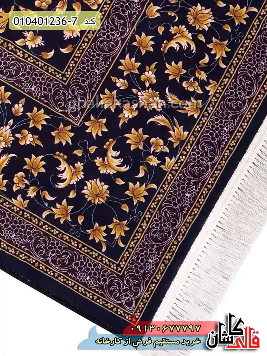 فرش طلاکوب 1200 شانه طرح اصیل عتیق زمینه قهوه ای کاشان — تصویر ۴