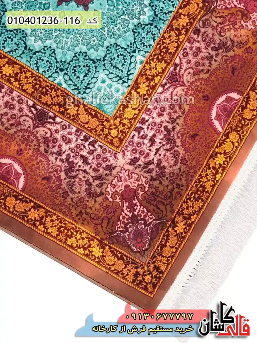 فرش 1200 شانه طرح آرالیا زمینه قهوه ای کاشان — تصویر ۴