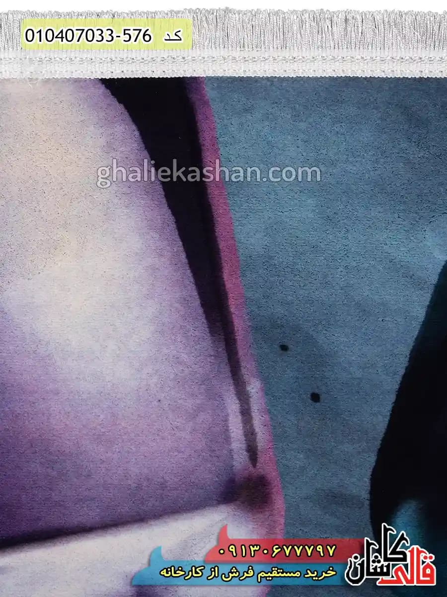 فرش فانتزی 700 شانه طرح رنگ های روغنی زمینه سبز کاشان — تصویر ۴