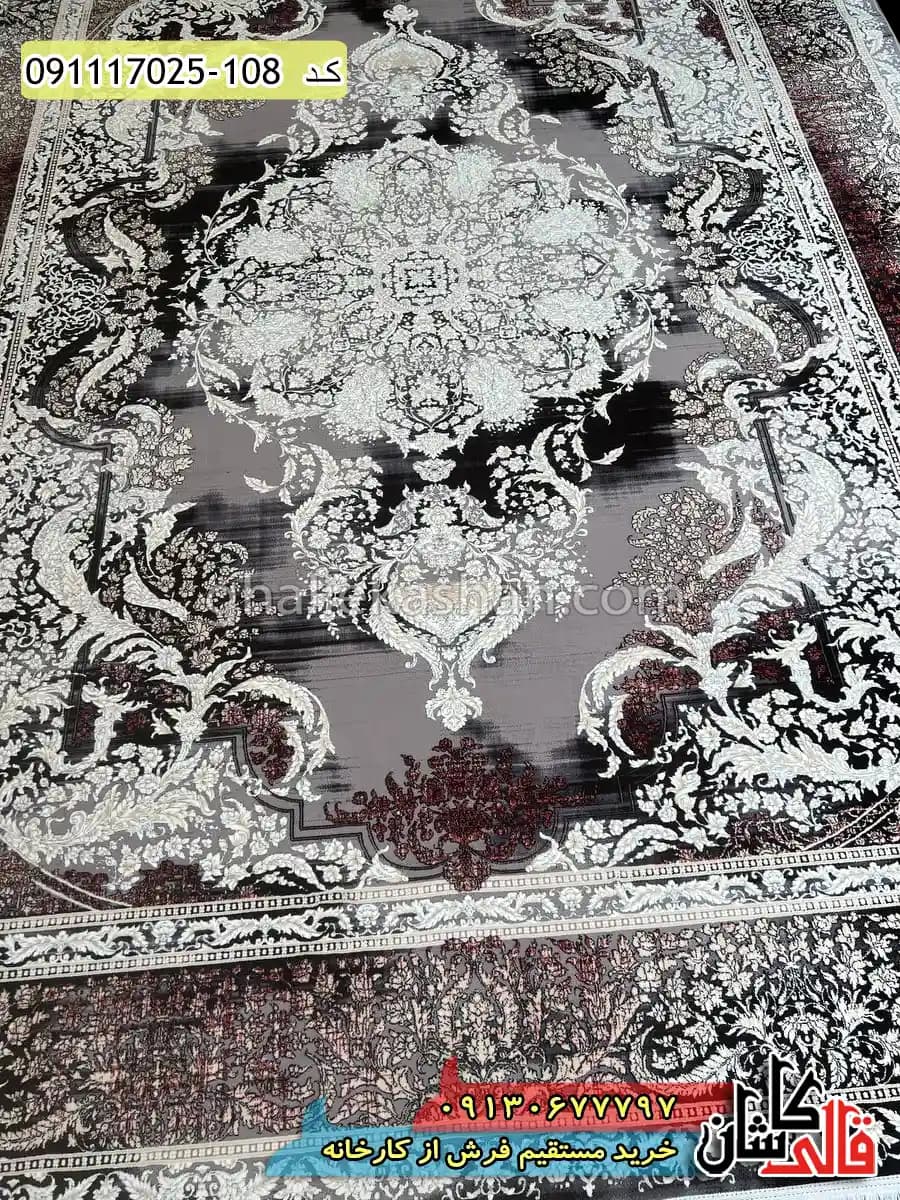 فرش وینتیج 700 شانه طرح نهال زمینه قرمز لاکی کاشان – گل برجسته — تصویر ۳