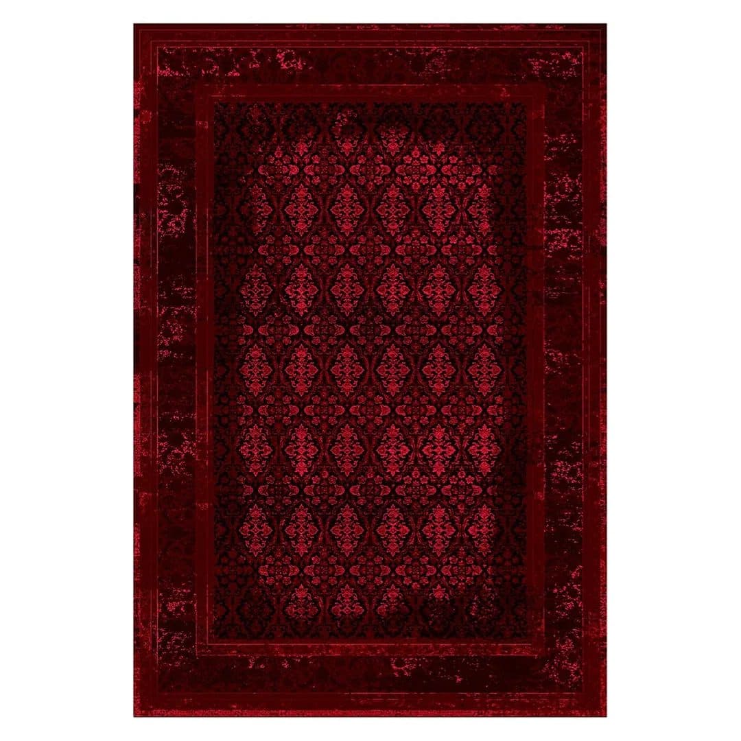 فرشینه مخمل ترک طرح گل ریز زرشکی کد L6-158