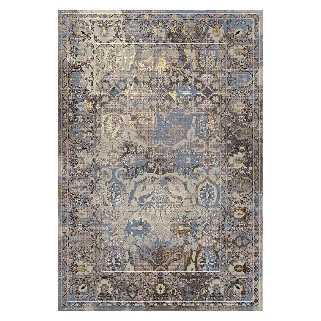 فرشینه مخمل ترک طرح وینتیج آسمانی کد L6-134