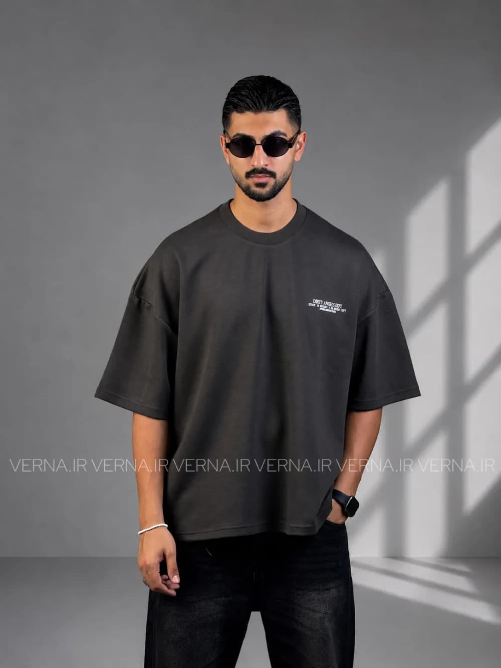تیشرت مردانه باکسی پشت چاپ برجسته DIRTY — تصویر ۴