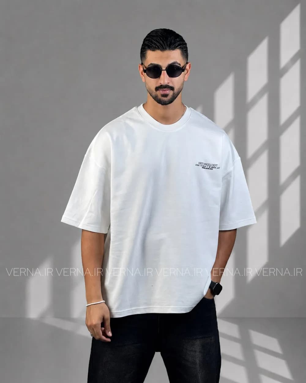 تیشرت مردانه باکسی پشت چاپ برجسته DIRTY — تصویر ۳