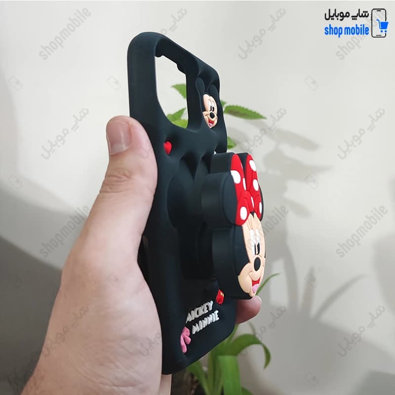 قاب گوشی آیفون 13 پرو / آیفون 14 پرو / آیفون 15 پرو (کاور سیلیکونی پاک کنی مدل عروسکی کیوت استندشو طرح میکی مینی) — تصویر ۵