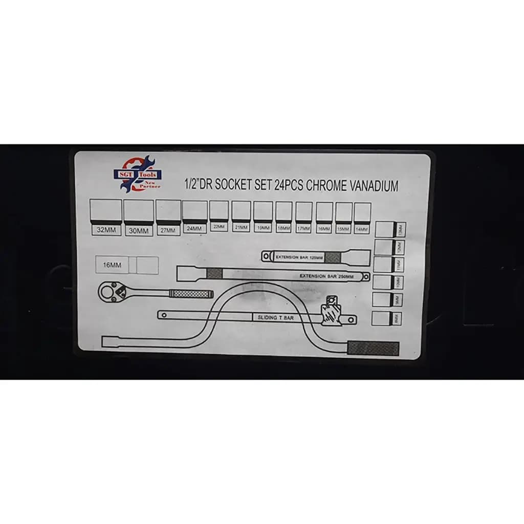 جعبه بکس 24 پارچه مشکی 6 پر درایو 1/2 اس جی تی تولز SGT TOOLS — تصویر ۴