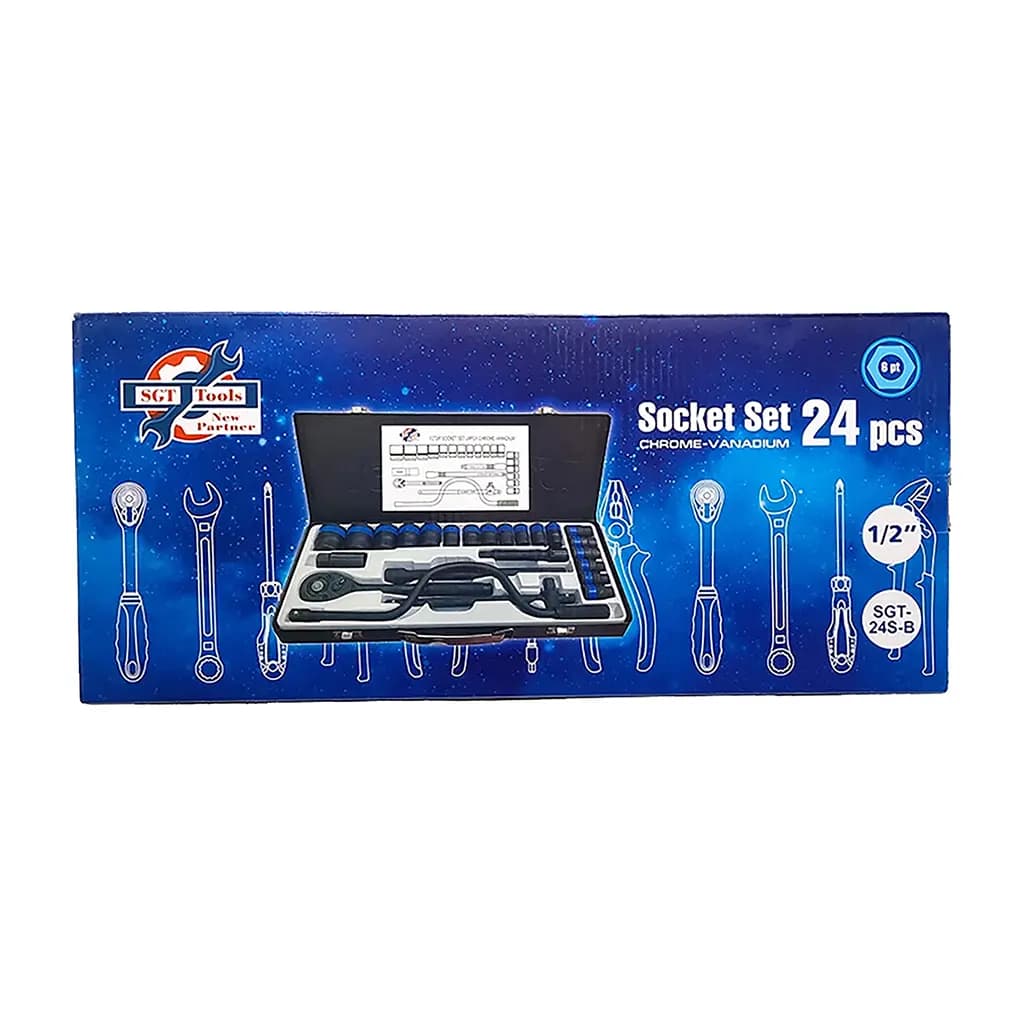 جعبه بکس 24 پارچه مشکی 6 پر درایو 1/2 اس جی تی تولز SGT TOOLS — تصویر ۵