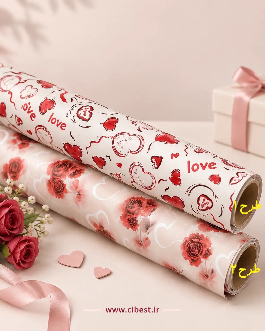 کاغذ کادو طرح عاشقانه