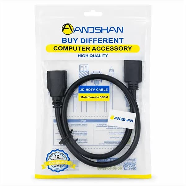 کابل تبدیل HDMI نر به ماده طول 50 سانتی متر — تصویر ۲