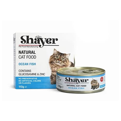 کنسرو گربه بالغ شایر نچرال ماهی اقیانوس Shayer وزن 110 گرم