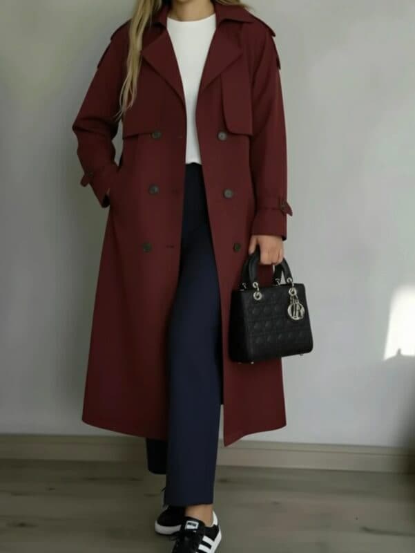 بارانی بلند زرشکی chic کد_333
