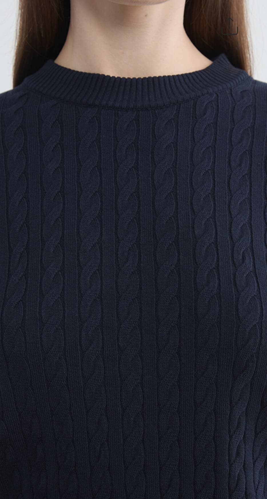 سویتر زنانه LC Waikiki قهوه‌ای تیره – بافت کابلی یقه گرد | ال‌سی وایکیکی اورجینال — تصویر ۶