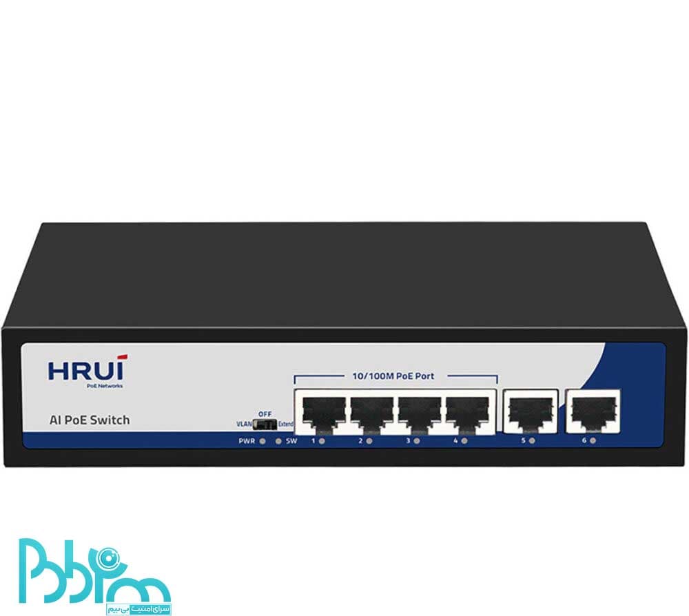 سوییچ شبکه 6 پورت HRUI مدل HR900-AF-42N Poe