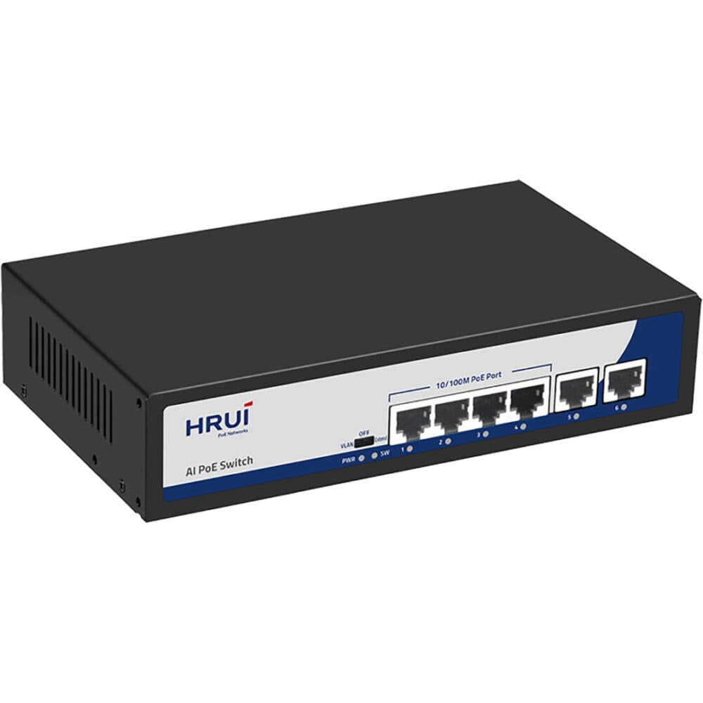 سوییچ شبکه 6 پورت HRUI مدل HR900-AF-42N Poe — تصویر ۲