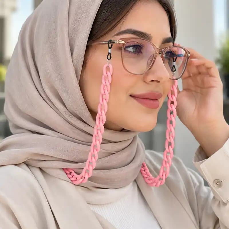 بند عینک زنجیری صورتی مدل فانتزی | زیورینو — تصویر ۳