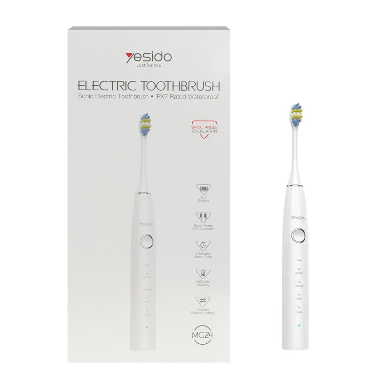 مسواک شارژی Yesido مدل MG24 – سفید (گارانتی6 ماه تعویض نیکان همراه)