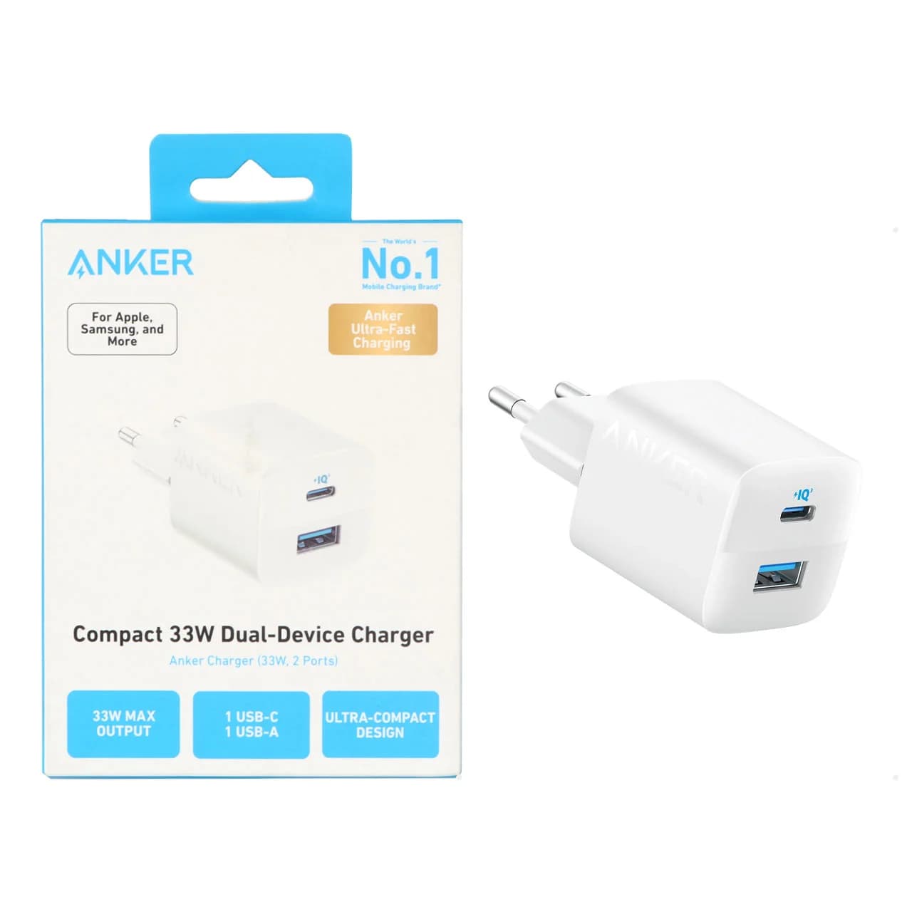 شارژر دیواری فست دو پورت Anker مدل Compact A2331G21 33W – سفید (گارانتی 18 ماهه شرکتی) — تصویر ۷