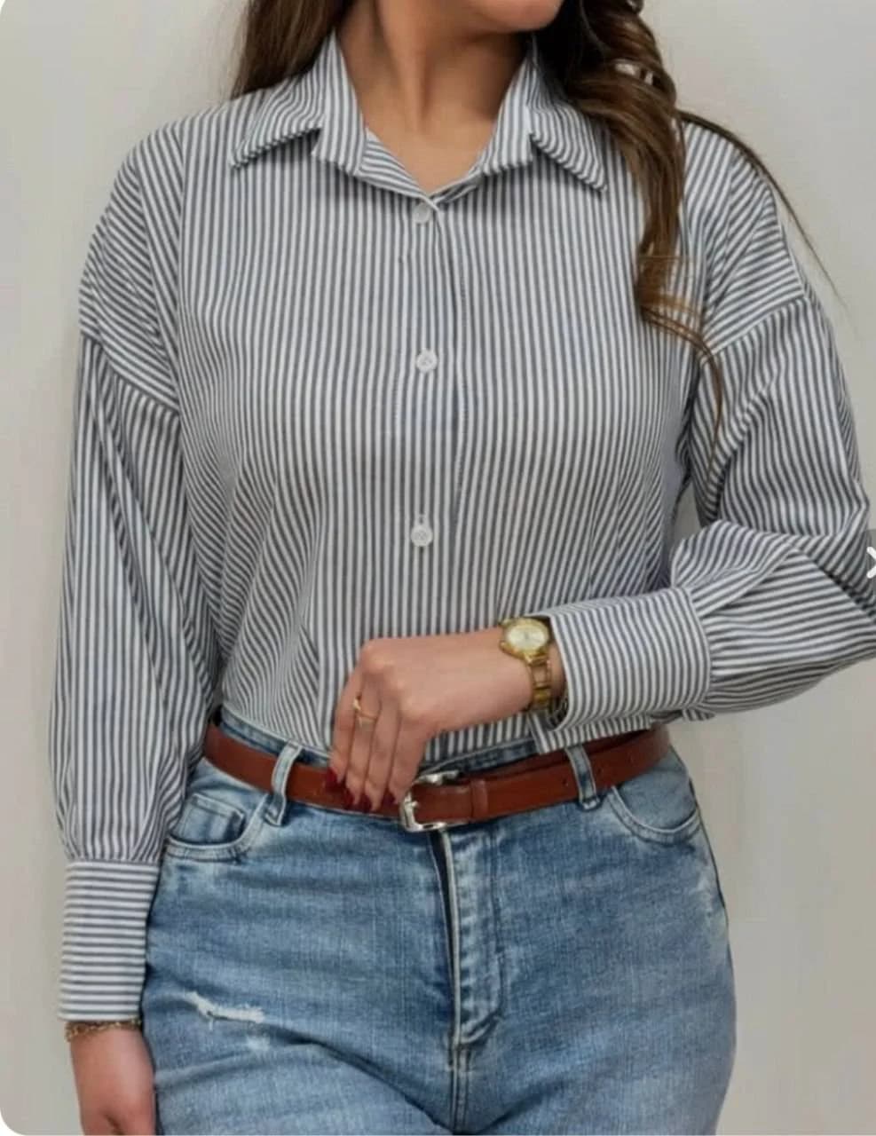 شومیز راه راه زنانه کد138 — تصویر ۲