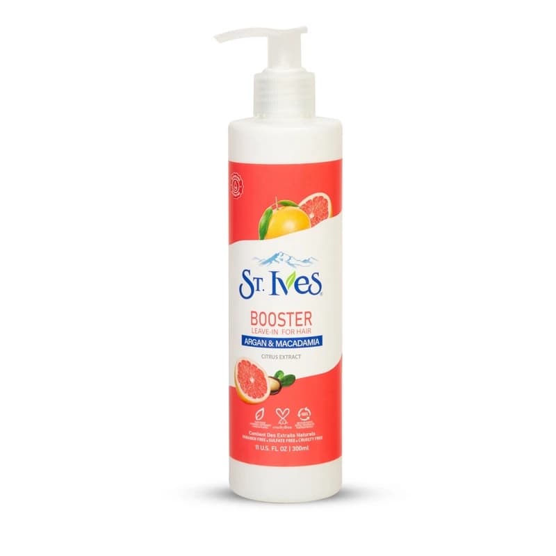 ماسک تقویتی مو اس تی آیوز مدل آرگان و ماکادامیا St. Ives Booster Hair Mask with Argan & Macadamia مناسب موهای آسیب دیده و رنگ شده حجم 300میلی لیتر