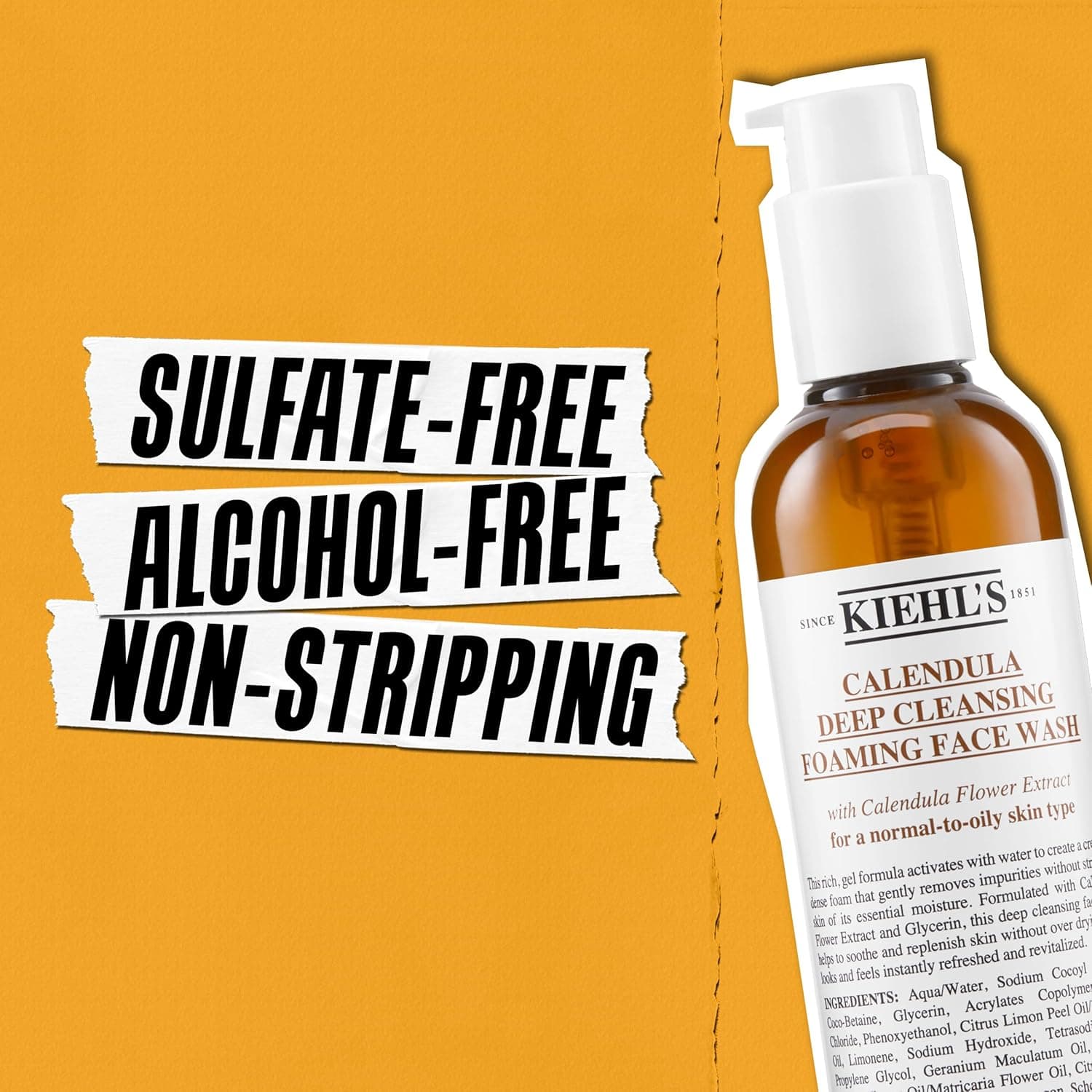 ژل شستشوی صورت کیلز Kiehl’s Calendula Deep Cleansing Foaming Face Wash مناسب پوست نرمال تا چرب حجم 230 میلی لیتر — تصویر ۲