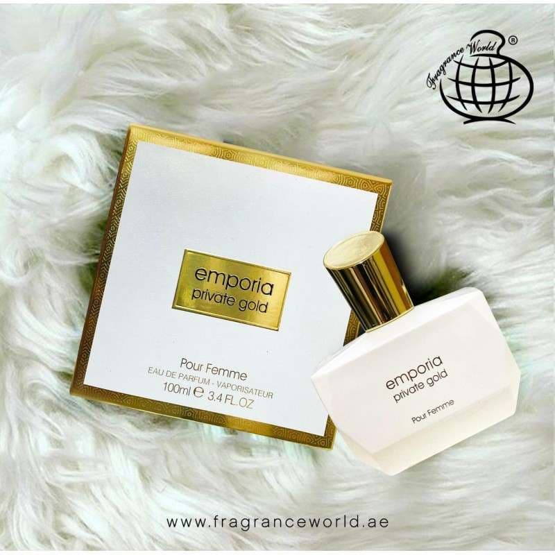 عطر زنانه Emporia Private Gold برند فراگرنس ورد Fragrance World — تصویر ۳