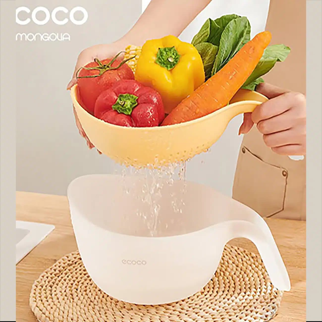 سبد آبکش و کاسه اکوکو ecoco مدل E24160 دو تیکه دسته دار — تصویر ۷