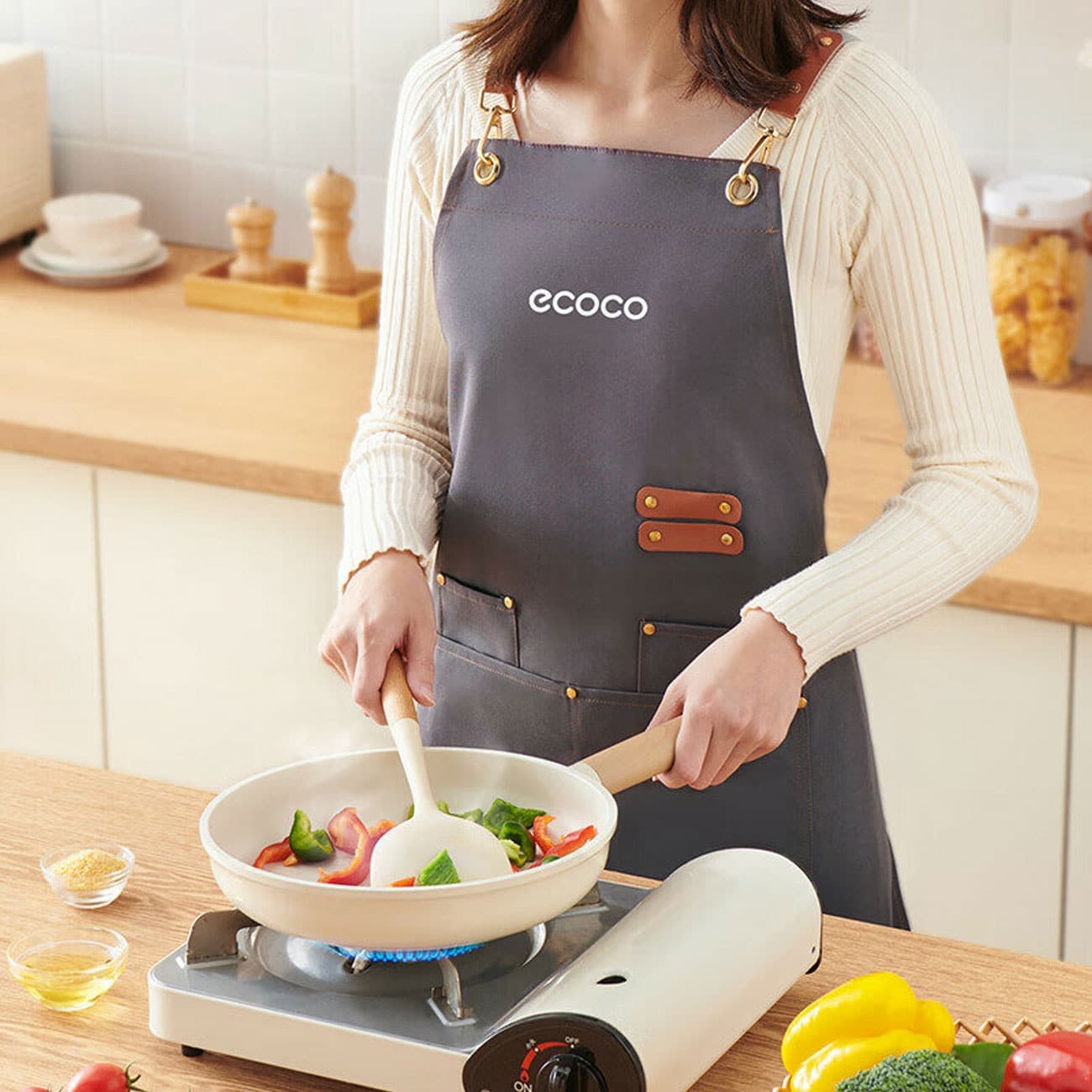 پیش بند آشپزخانه اکوکو Ecoco مدل E2301 ضد آب و ضد چربی با جیب