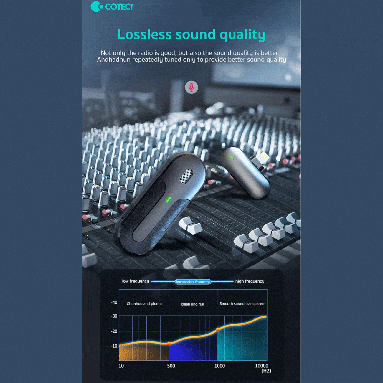 میکروفون بی سیم لایتنینگ کوتسی 74010 — تصویر ۲