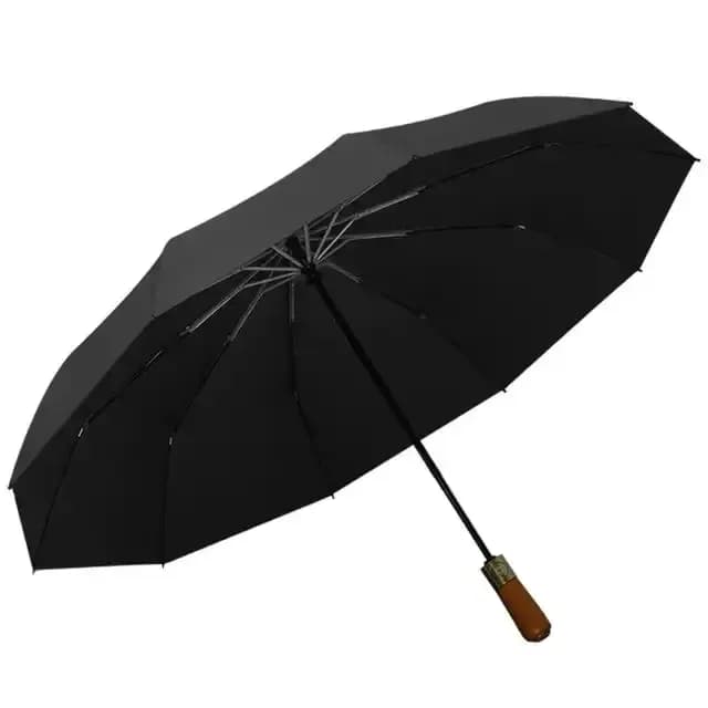 چتر اتوماتیک طوفان دسته چوب 10 فنر قواره بزرگ ضد باد دو نفره واترپروف آب گریز — تصویر ۲