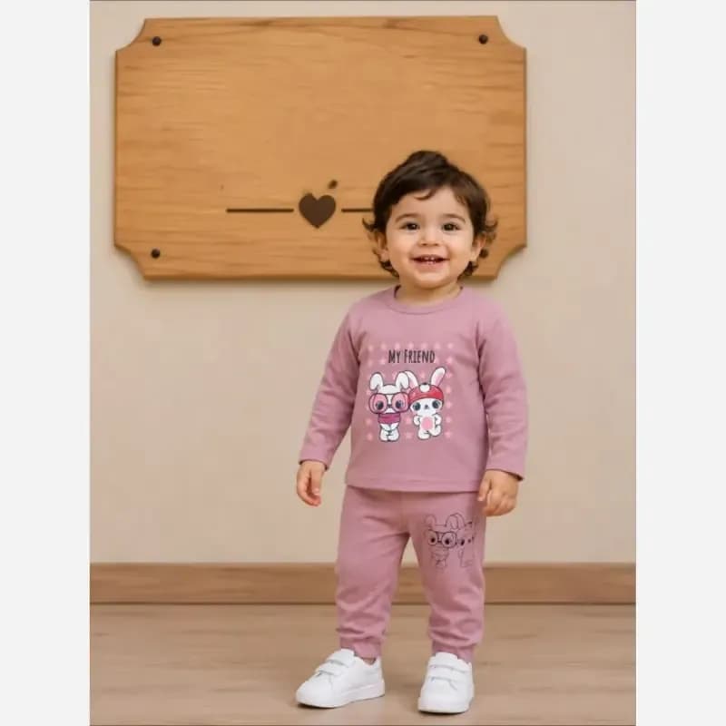 بلوز شلوار نوزادی اقتصادی پسرانه دخترانه نخ پنبه سایز یک تا سه سال — تصویر ۲