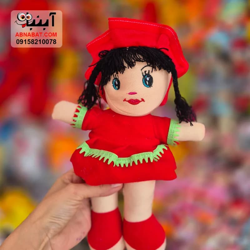 عروسک دختر مخمل صورتی 30 سانتی کد 1483