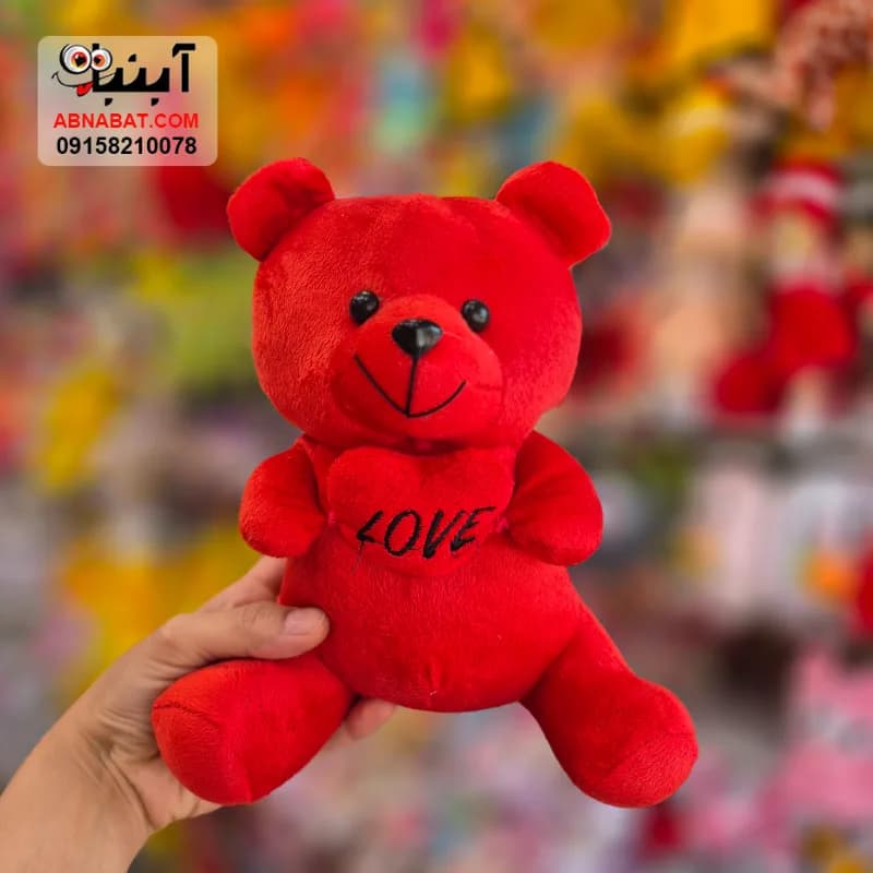 عروسک خرس حامله قرمز 25 سانتی کد 1482 — تصویر ۲