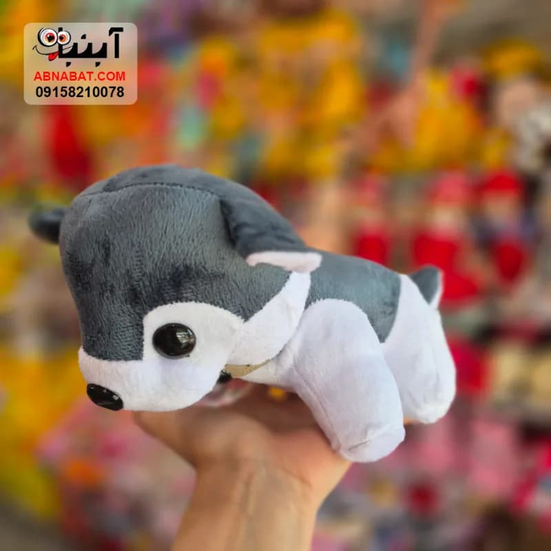 عروسک سگ هاسکی رنگی سبز 30 سانتی کد 1481 — تصویر ۵