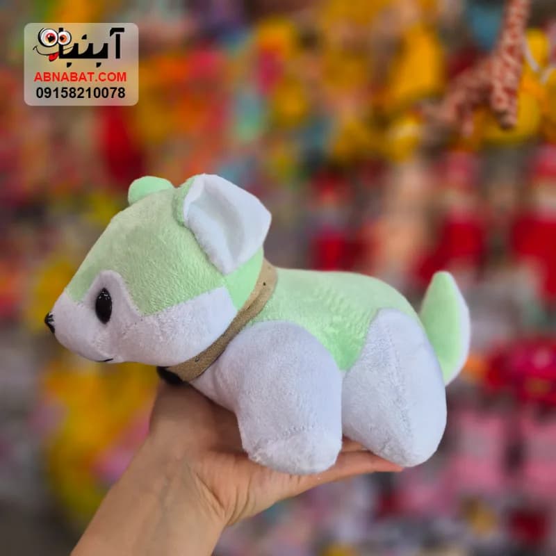 عروسک سگ هاسکی رنگی سبز 30 سانتی کد 1481 — تصویر ۳