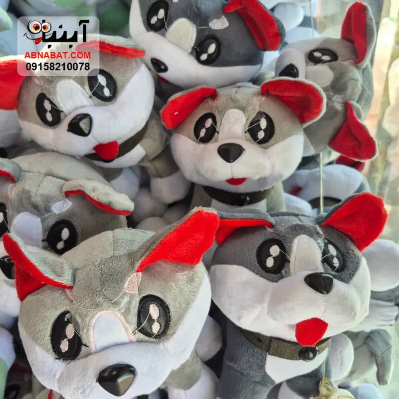 عروسک سگ هاسکی طوسی 22 سانتی کد 1480 — تصویر ۳