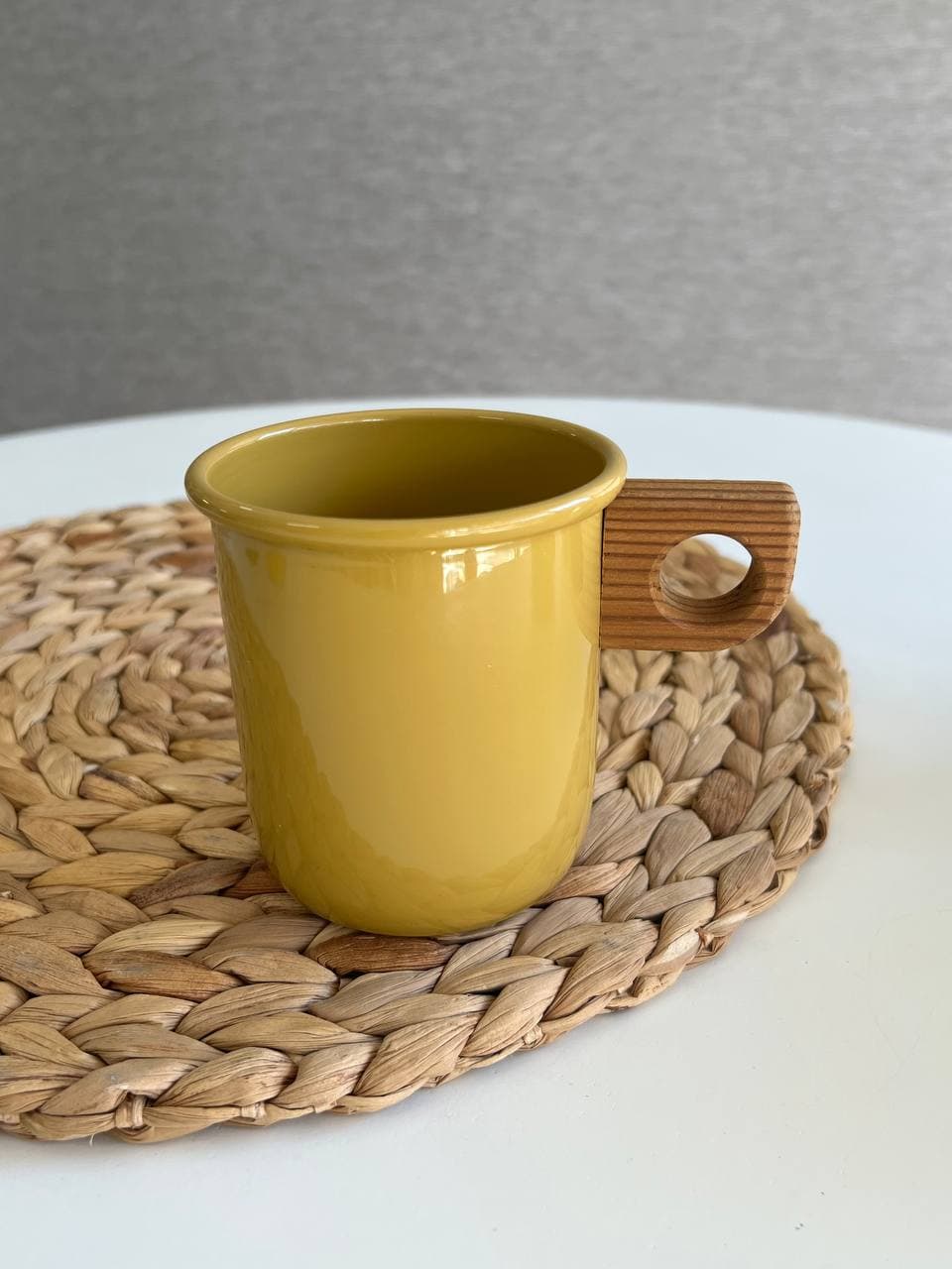 ماگ لعابی دسته چوبی- 350 سی سی — تصویر ۳