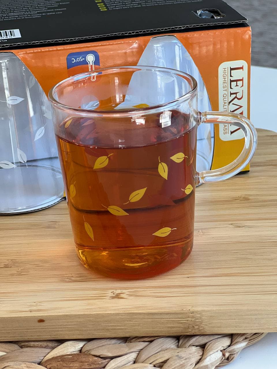 فنجان پیرکس LERAVA کد 630 – طرح برگ زرد