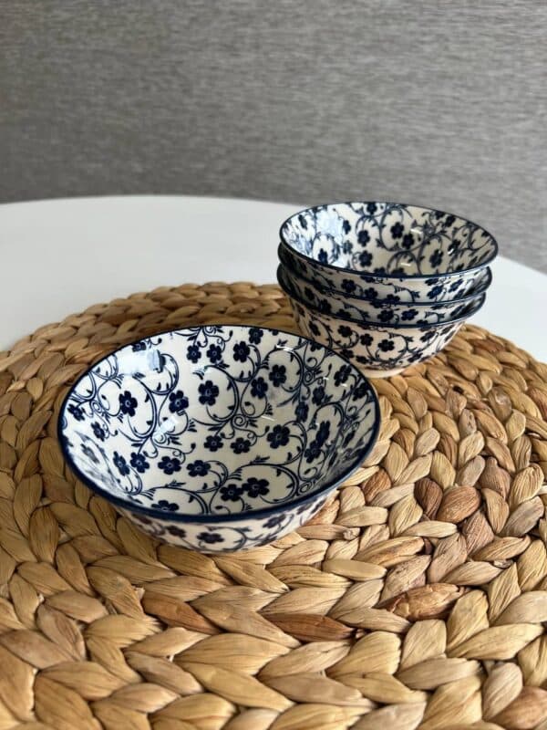 کاسه ماست خوری دنی هوم- طرح گل سرمه ای مدل لبه پهن — تصویر ۴