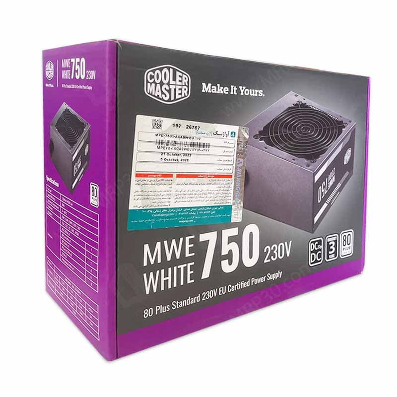 پاور 750 وات کولرمستر Cooler Master MWE White 750W استوک گارانتی تا 1405/07 — تصویر ۶