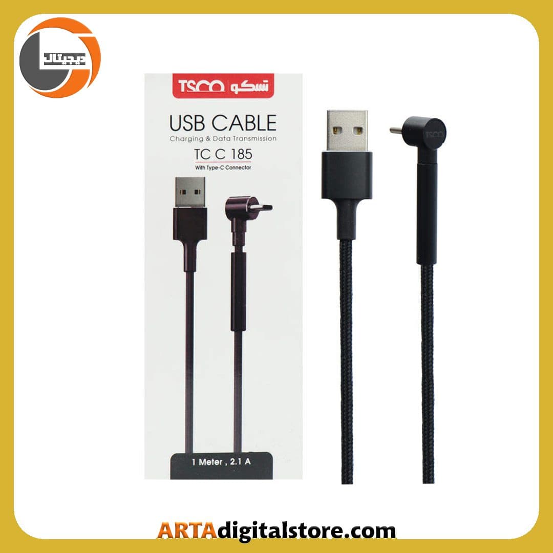 کابل تسکو TSCO Type-C Cable TC C 185 Black یکسر L — تصویر ۲