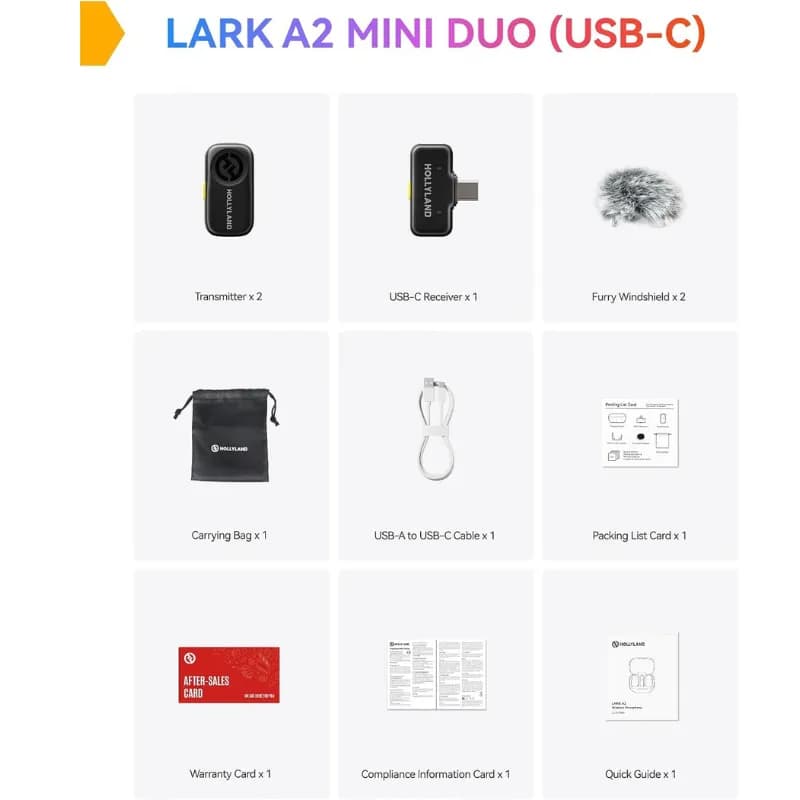 میکروفن بی‌سیم یقه‌ای هالی‌لند مدل LARK A2 mini Duo — تصویر ۲
