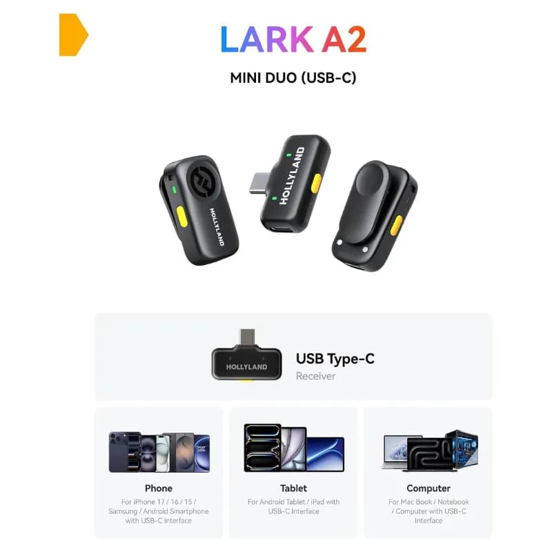 میکروفن بی‌سیم یقه‌ای هالی‌لند مدل LARK A2 mini Duo — تصویر ۴