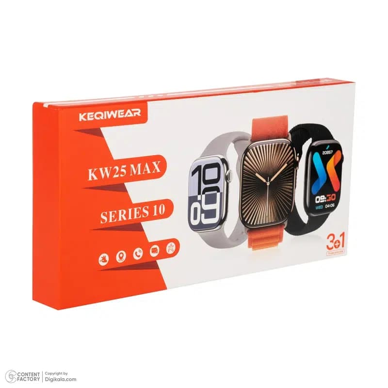 ساعت هوشمند کیوکویر مدل KW25 MAX series 10 با سه بند — تصویر ۵