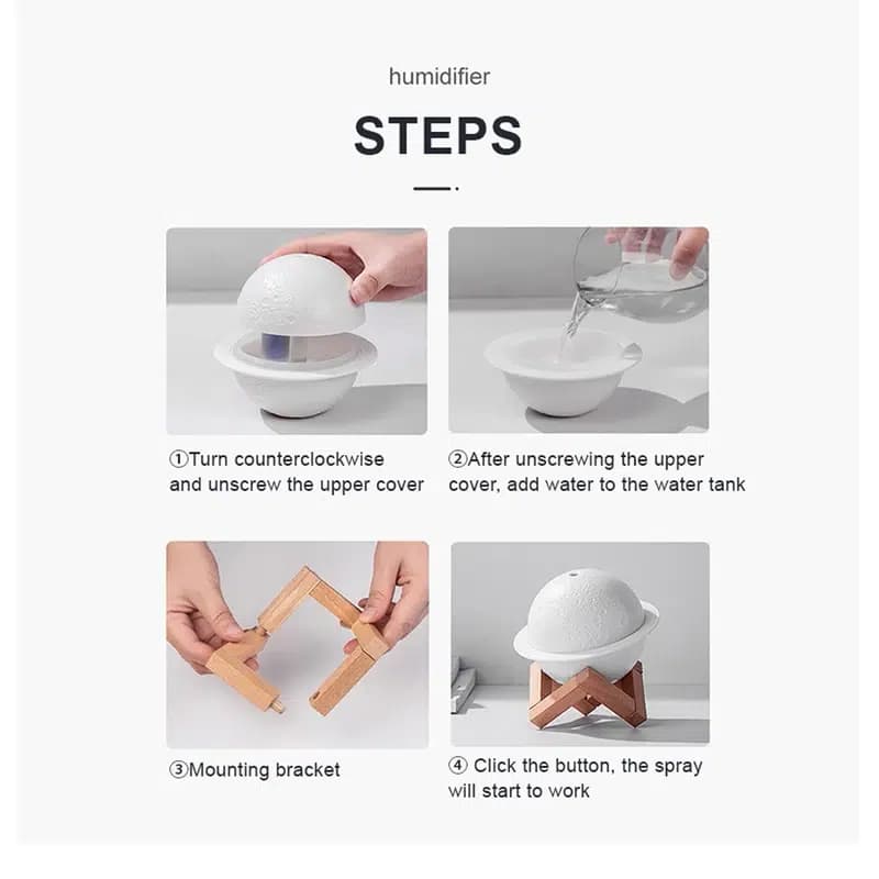 دستگاه بخور و رطوبت‌ساز سرد مدل Moon Planet Humidifier ( نسخه اورجینال) — تصویر ۳