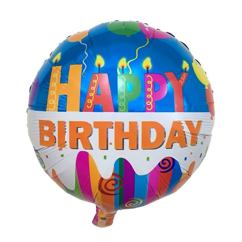بادکنک فویلی گرد happy birthday طرح شمع