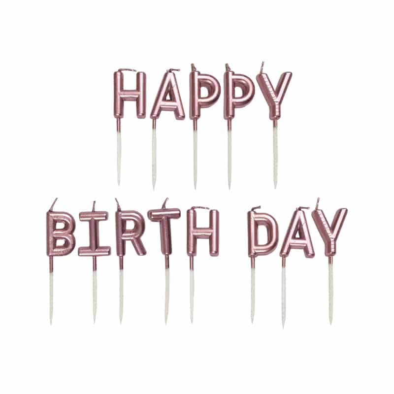 شمع تولد Happy Birthday رزگلد
