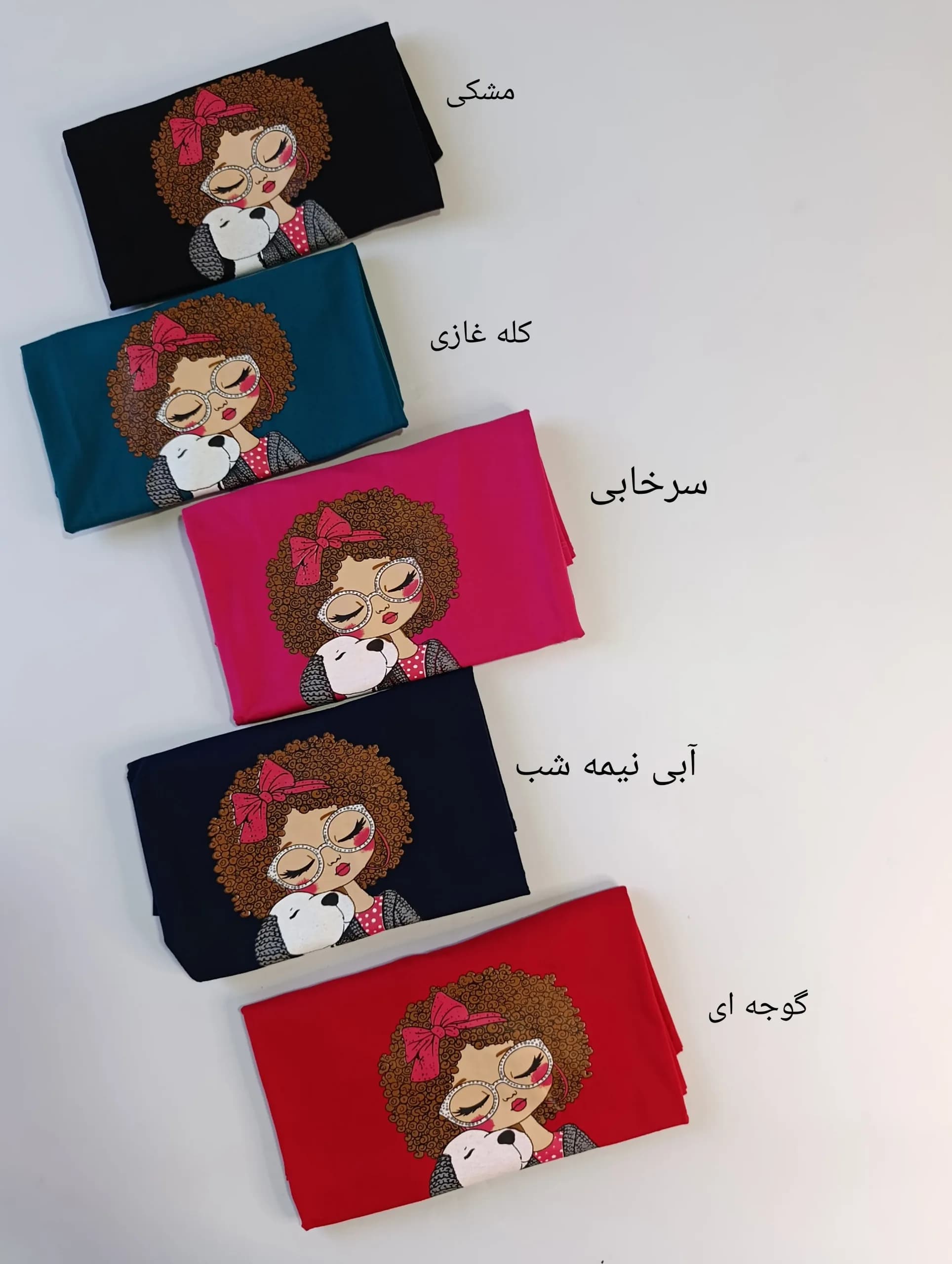 تیشرت زنانه قواره دار دخترک و هاپو — تصویر ۵